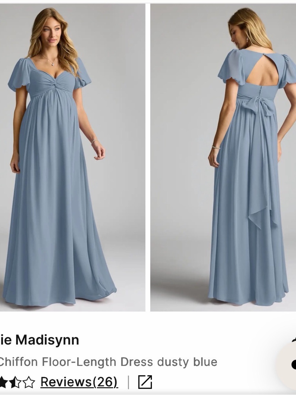 Azazie Dusty Blue Chiffon Maxi Dress with Flutter Sleeves- Madisynn